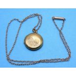 A 9ct gold locket pendant on 9ct gold neck chain, 38cm, 4g.