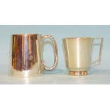 A small silver tankard of tapered form with ‘C’ handle, Brook & Son, Edinburgh 1935 and another by S