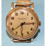 Jaeger LeCoultre, a gentleman's gold wristwatch c1930's, the gilt dial with Arabic numerals and