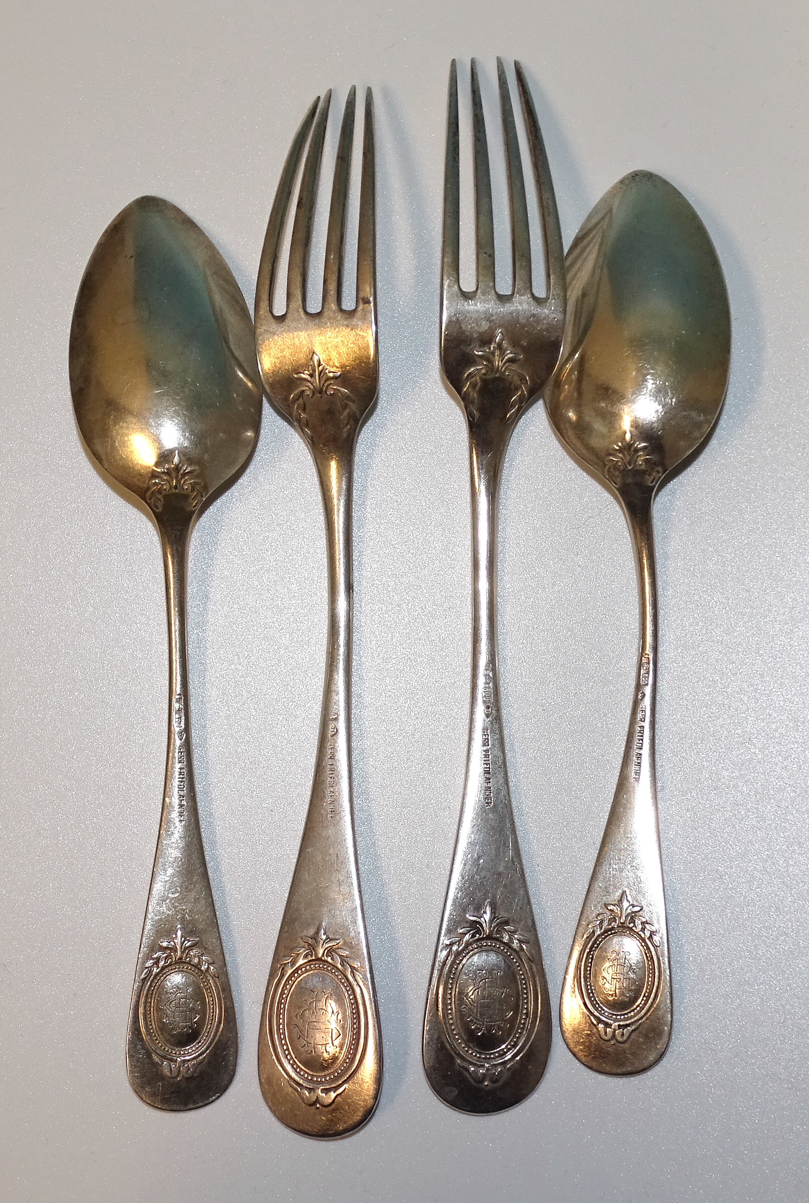 A collection of German silver flatware, stamped 800 and marked Friedlander, embossed with - Bild 2 aus 2