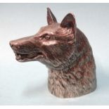 A cast silver model of a fox's head, 8.5cm high, Alfred Dunhill & Sons, London 1974, ___9.84oz.