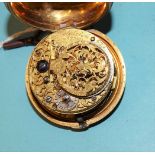 J Dalgleish, an 18th century gilt metal and leather-covered pair-cased verge pocket watch signed J