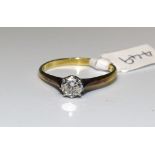 A solitaire diamond ring claw-set a brilliant-cut diamond of approximately 0.4cts, in 18ct yellow