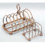 A silver six-division toast rack by Henry Wilkinson & Co, London 1894 and a small four-division wire