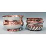 A silver sugar bowl of baluster form with gadrooned rim, Atkin Bros, Sheffield 1915 and another,