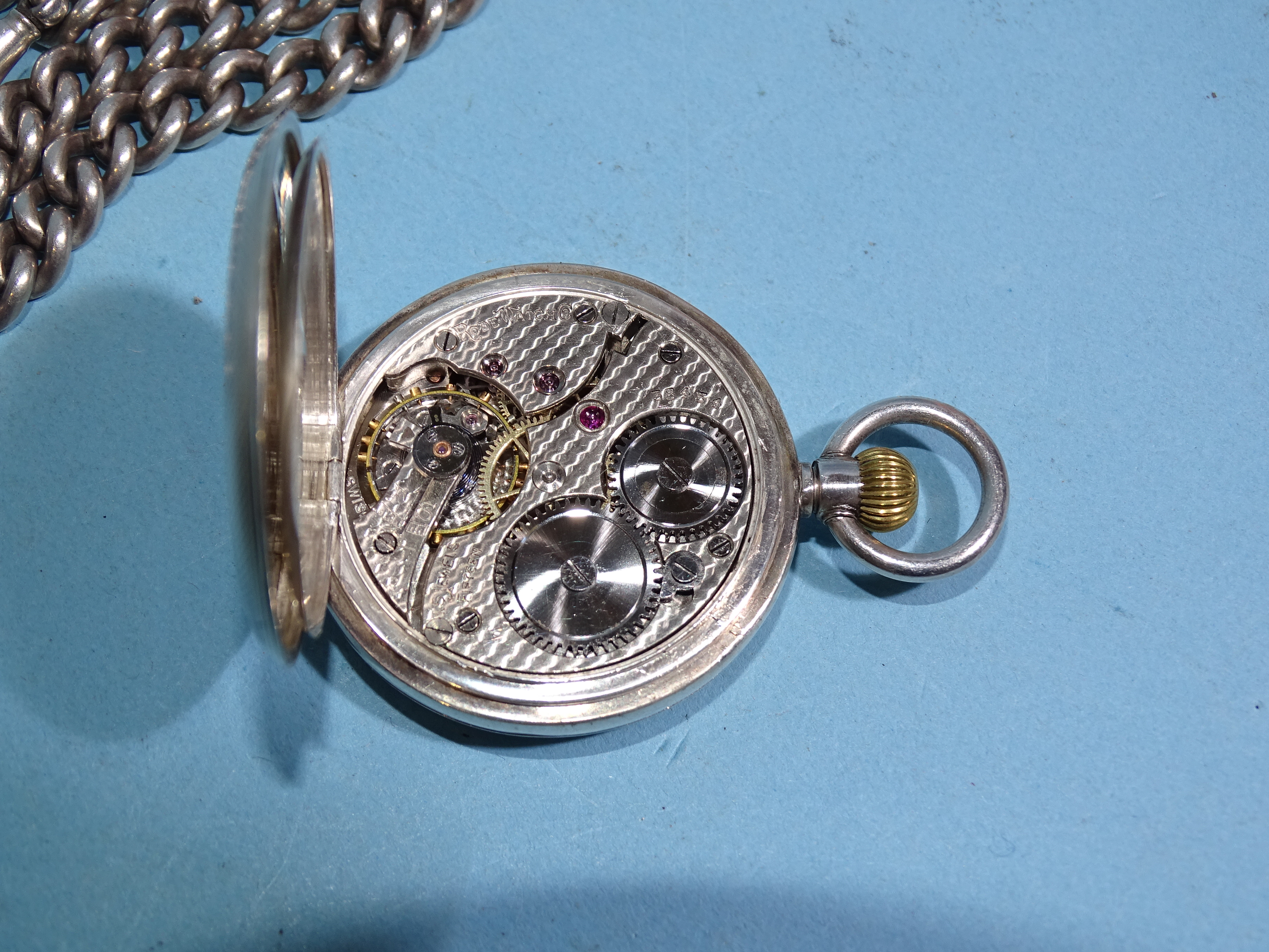 A lady's silver half-hunter-cased pocket watch, (not working), London import marks for 1910, 35mm - Bild 3 aus 3