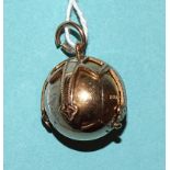 A Masonic ball charm with 9ct gold locking straps, 12.4g.