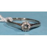 A solitaire diamond ring claw-set a brilliant-cut diamond of approximately 0.38cts, in 18ct white
