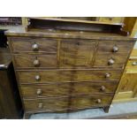 A 19th century mahogany chest, the rectangular top above five small drawers, above three long