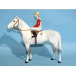 A Beswick racehorse and jockey, light dapple-grey gloss, 19cm high.