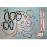 A quantity of silver jewellery, costume jewellery and two wristwatches.