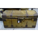 An 'animal skin' domed trunk, 77cm wide, various hats and miscellaneous items.