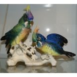 A Karl Ens porcelain group of two Cockatoos, 27cm high.