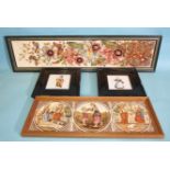 Eight Victorian decorative ceramic architectural tiles in two frames, together with two 19th/20th