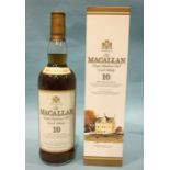 The Macallan Single Highland Malt Scotch whisky 10-year-old, 40%, 70cl, (level mid-neck, capsule