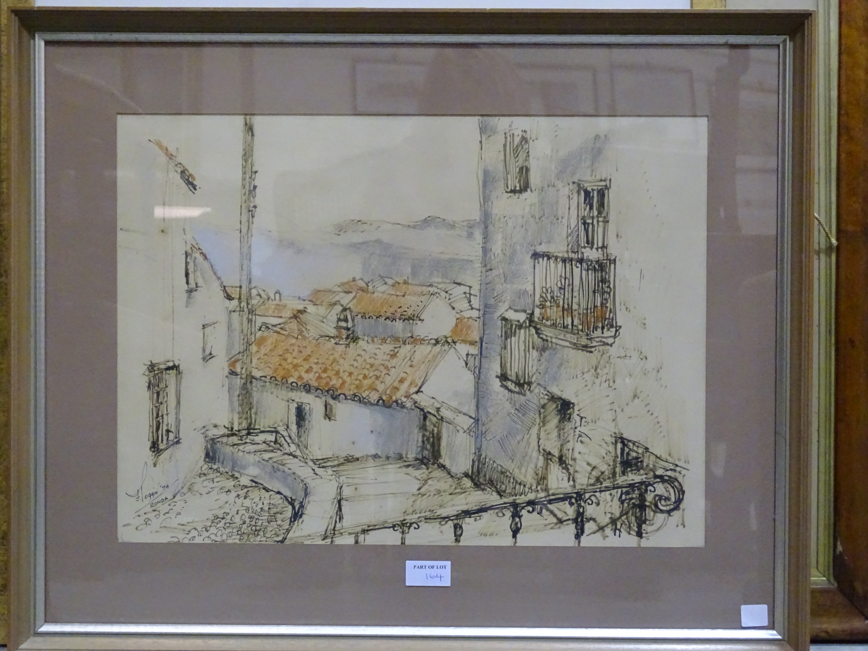 F Poggio, 'Dirty Dicks, London', a signed and titled pen and ink picture dated '74, 36.5 x 50cm, - Image 2 of 5