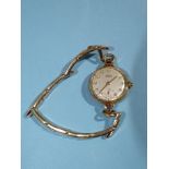 Rotary, a lady's wristwatch with 9ct gold case and sprung bracelet (working sporadically), gross