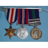 A WWII trio of medals awarded to 14809206 Pte J Stocker KSLI: France and Germany Star, 1939-45 War