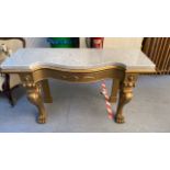 MARBLE TOPPPED HALL TABLE WITH MIRROR (AF)