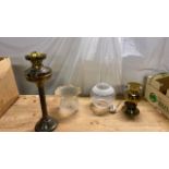 BOX- 2 OIL LAMPS & SHADES (AF)