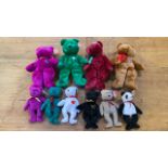 BOX-6 SMALL & 4 LARGER TY BEANIE BEARS