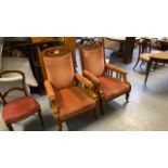 PAIR PEACH ARM CHAIRS