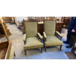 PAIR EDWARDIAN EASY CHAIRS