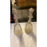 2 BIRD INSCRIBED DECANTERS (AF)