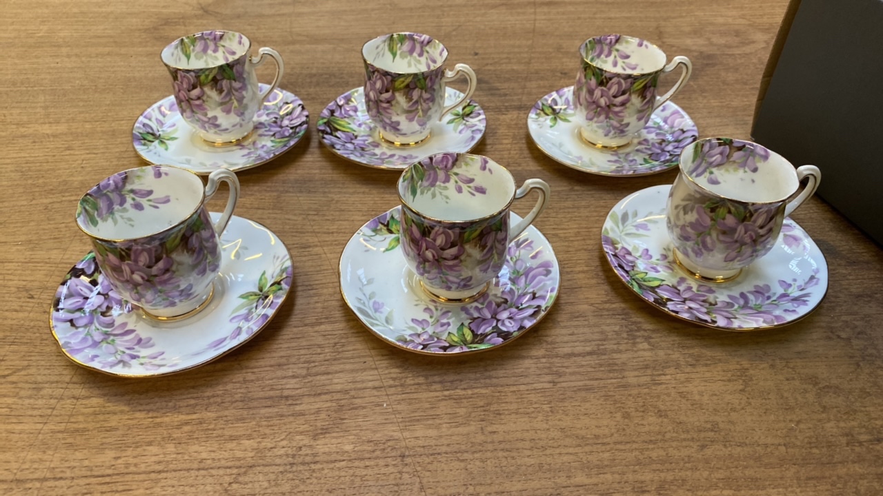 6 SMALL WISTARIA ROYAL STANDARD CUPS & SAUCERS - Image 2 of 12