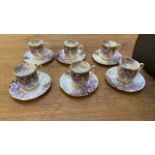 6 SMALL WISTARIA ROYAL STANDARD CUPS & SAUCERS
