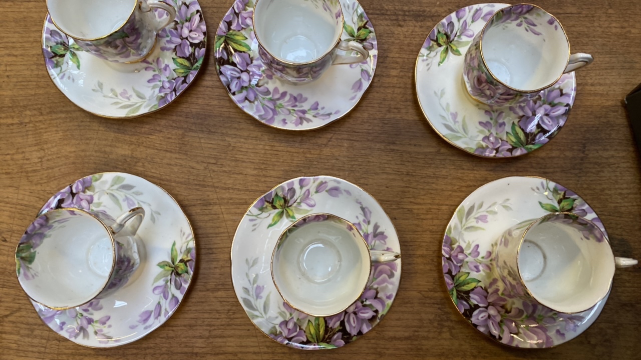 6 SMALL WISTARIA ROYAL STANDARD CUPS & SAUCERS - Image 4 of 12