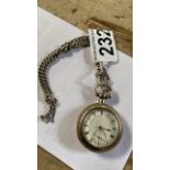 SILVER POCKET WATCH CHAIN & CASE (AF)