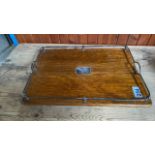 WOODEN & SILVER PLATED TRAY (AF)