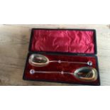 CASED SILVER PLATED PAIR SPOONS