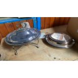 2 SILVER PLATED SERVING DISHES