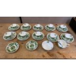 34 PCS COALPORT GREEN DRAGON CHINA (1 SAUCER AF)