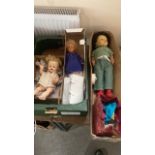 2 BOXES- 3 DOLLS & CLOTHING ETC (AF)