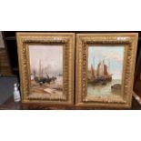 2 OIL PAINTINGS- BOATS BY VAN PORTEN (FRAMES AF)