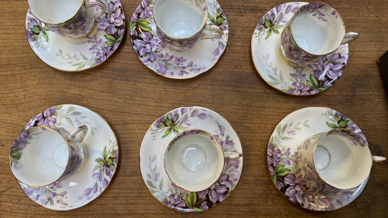 6 SMALL WISTARIA ROYAL STANDARD CUPS & SAUCERS - Image 3 of 12