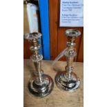 PAIR SILVER PLATED CANDLESTICKS