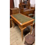 GILLOWS GREEN LEATHER WRITING TABLE