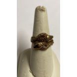 GENTS 9CT GOLD SNAKE RING SIZE R APPROX 7.5G
