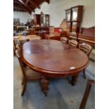 MAHOGANY DINING TABLE & 2 LEAVES -WINDER IN OFFICE (AF)