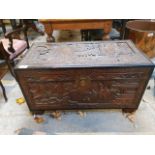 CARVED CAMPHOR WOOD CHEST (AF)