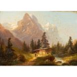 STÄHLY-RYCHEN, G. (Maler 19. Jh.), "Hütte in den Schweizer Alpen",