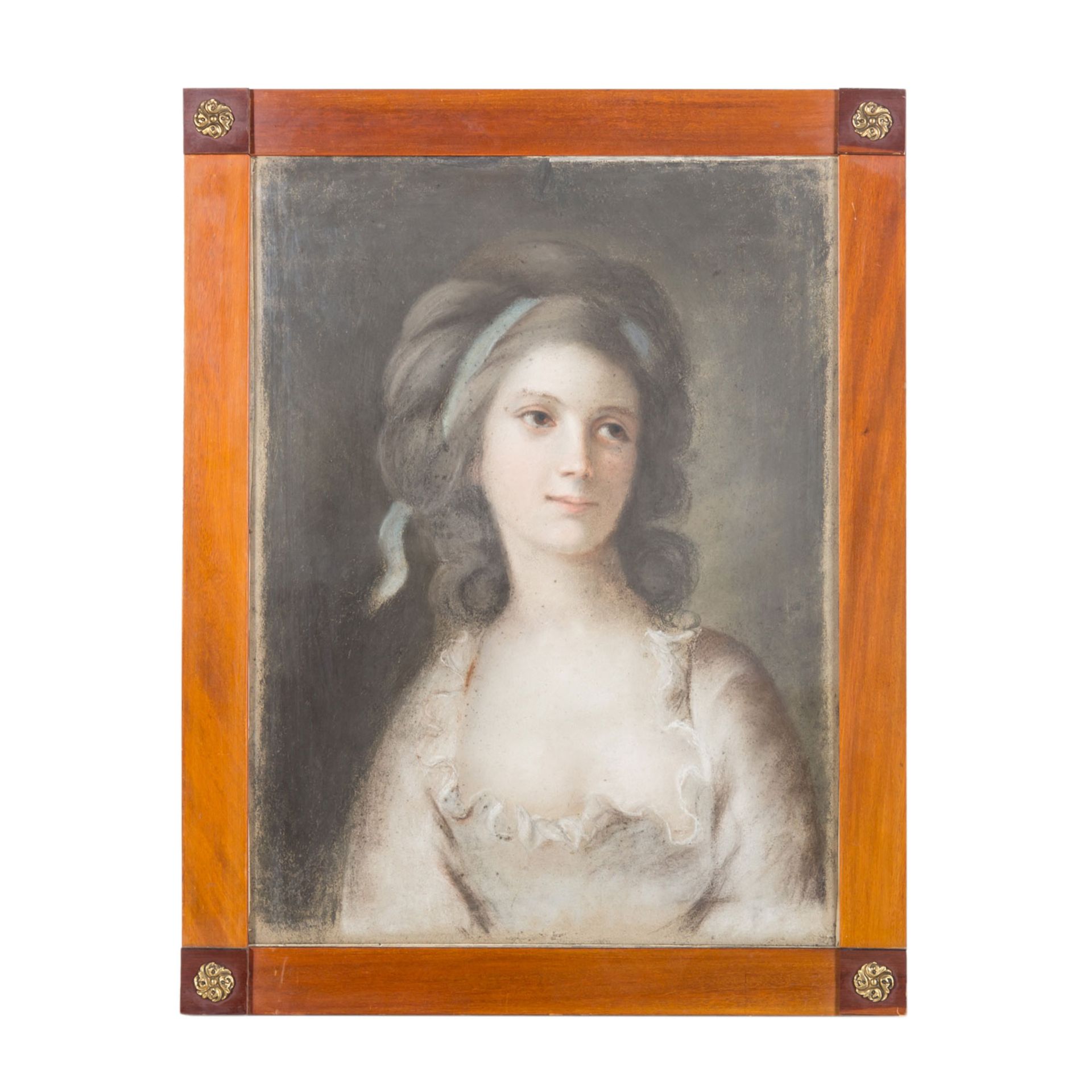 MALER/IN frühes 19. Jh., "Portrait einer jungen Dame mit blauem Tuch im Haar", - Image 2 of 5