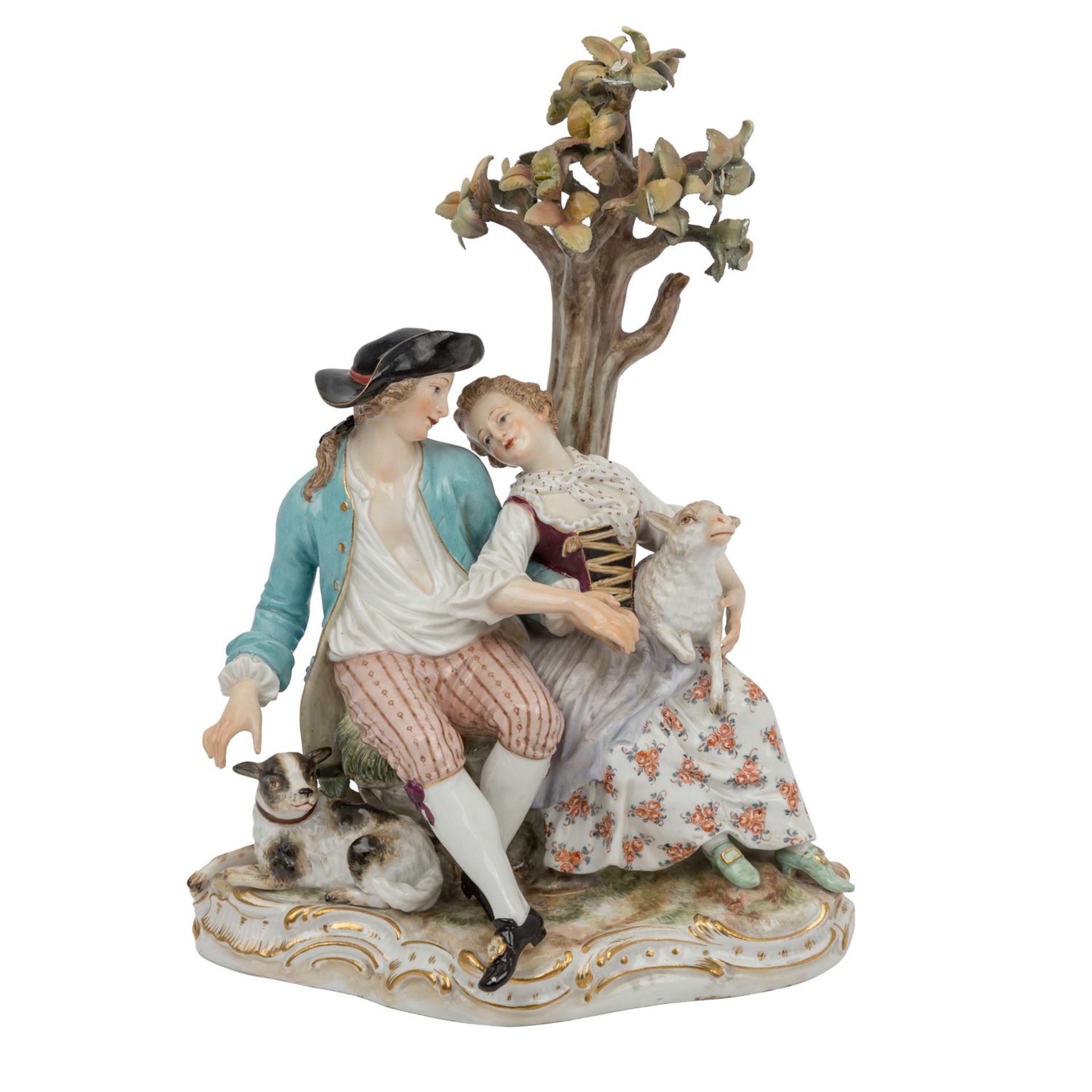 MEISSEN Figurengruppe 'Schäferszene', 2. Wahl, 1860-1924. - Bild 7 aus 10