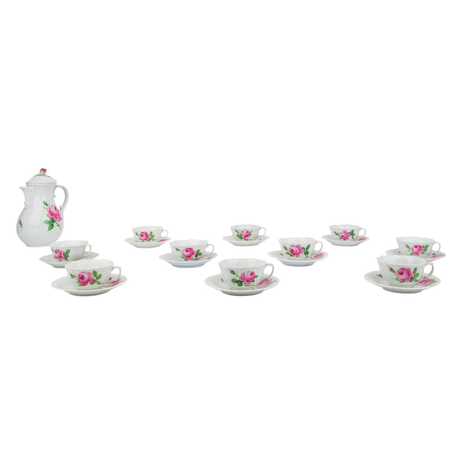 MEISSEN Kaffeeservice f. 10 Personen 'Rote Rose', 2. Wahl, 1924-1934. - Image 3 of 6