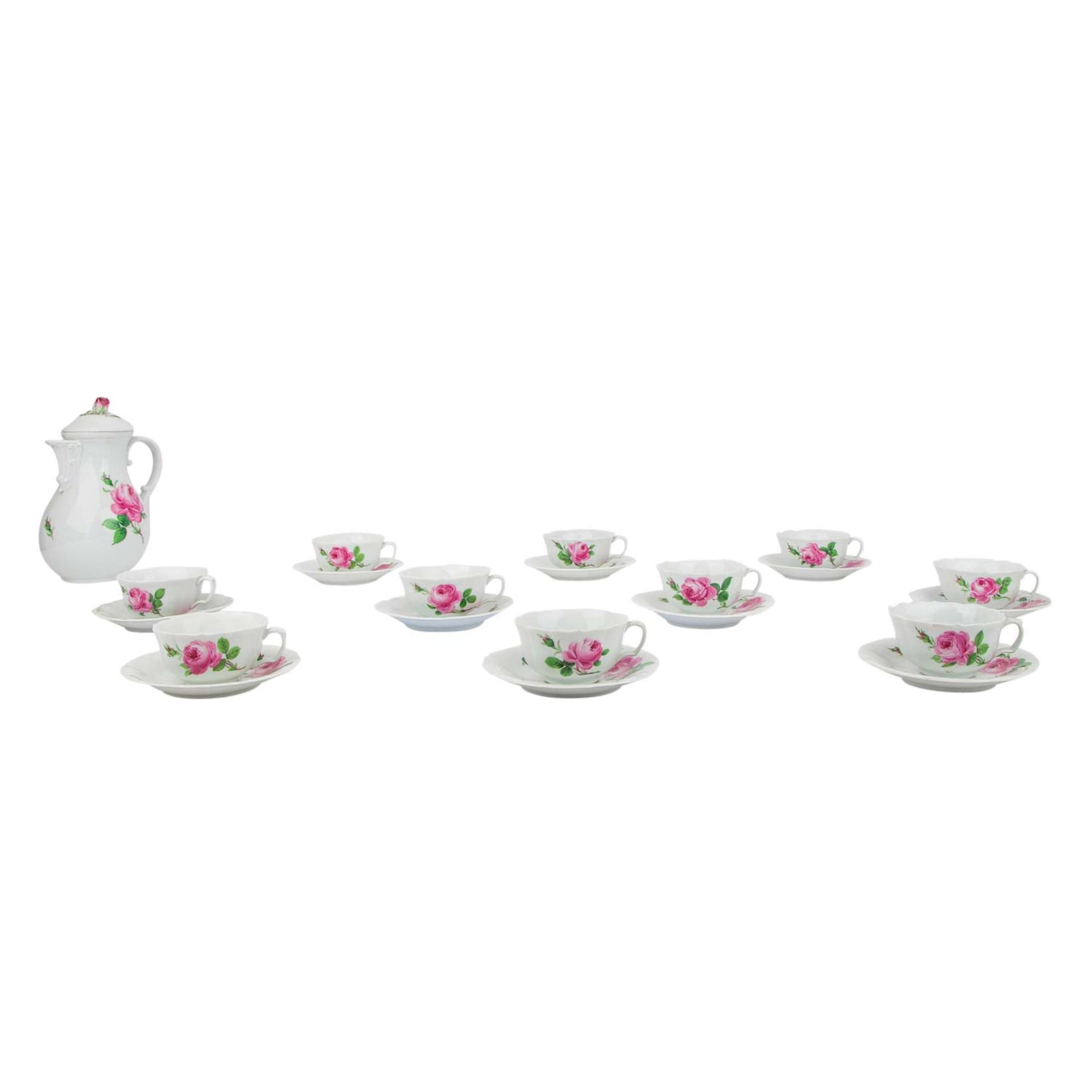 MEISSEN Kaffeeservice f. 10 Personen 'Rote Rose', 2. Wahl, 1924-1934. - Bild 3 aus 6