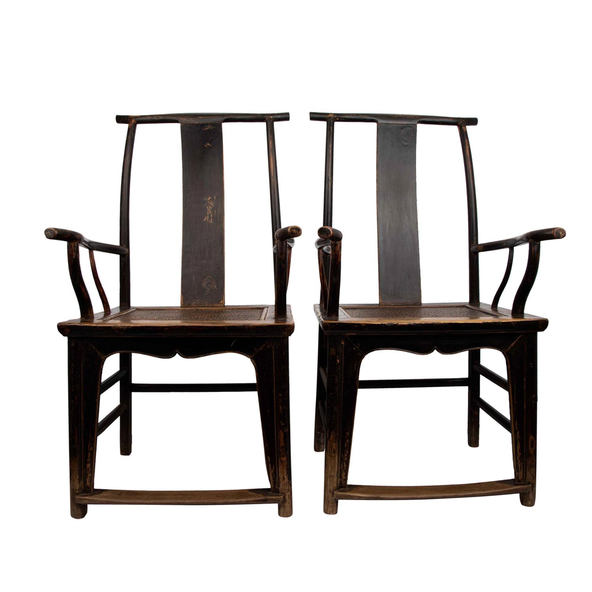 Paar Armlehnstühle mit geflochtenen Sitzflächen. CHINA. 19. Jh. oder älter - Image 2 of 6